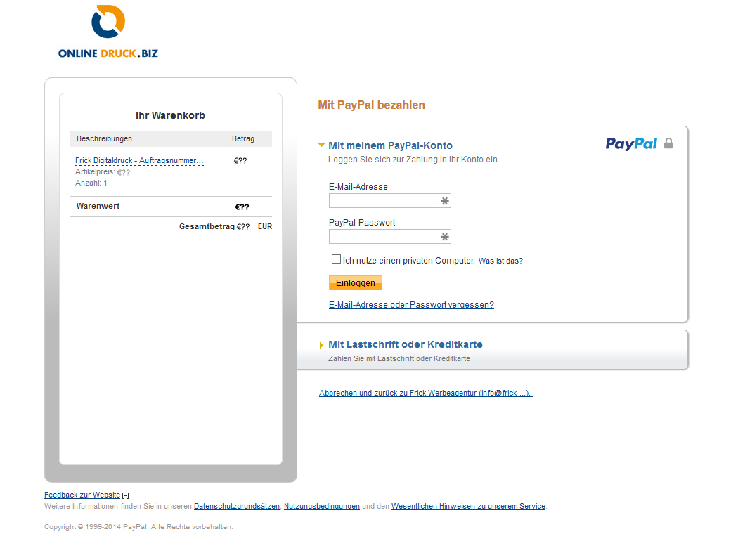 Screenshot Webshop