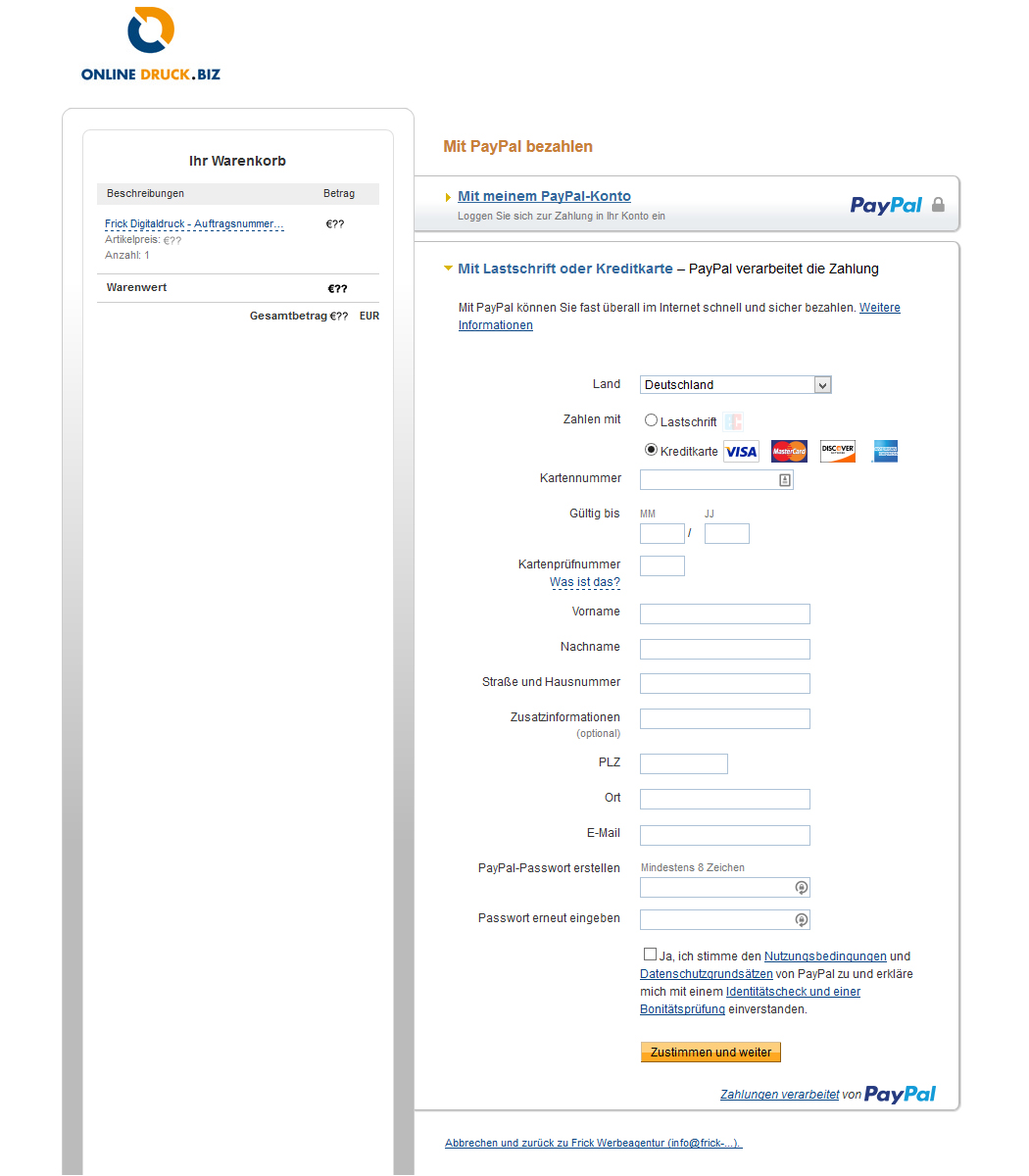 Screenshot Webshop