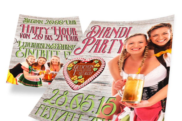 Dirndlparty-Flyer mit Lebkuchenherz