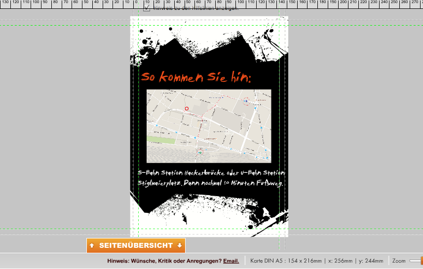 Wegbeschreibung auf Flyer im Onlinedesigner